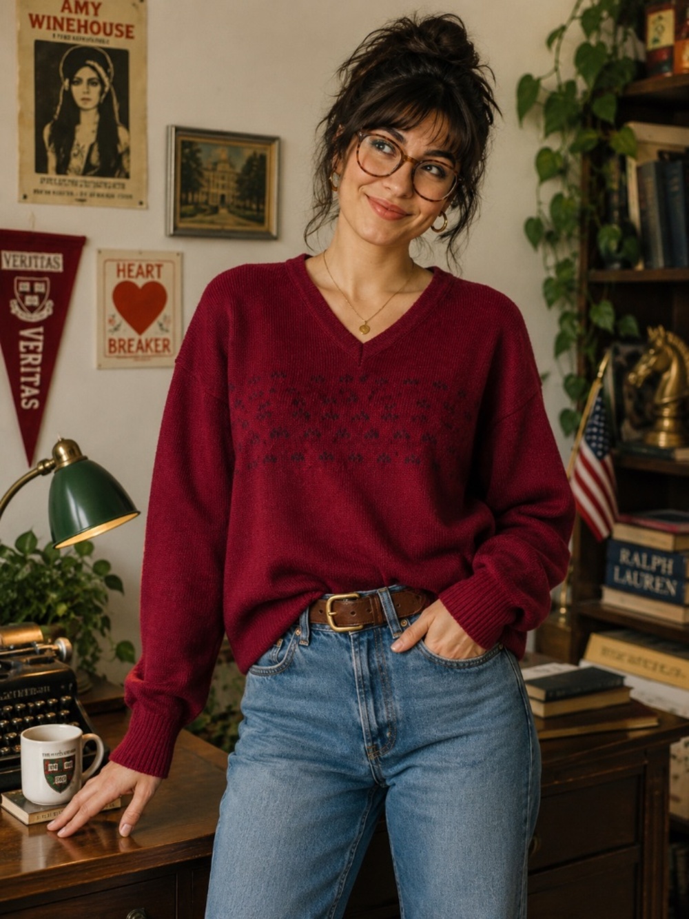 Rare 1985 McDonald's Employee Sweater USA Made Americana Academia Large Classic